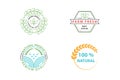 Eco-friendly icon pack with vector natural product icon label set. Premium quality logo badge line with green leaves. 100 percent Royalty Free Stock Photo