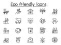 Eco friendly icons set in thin line style Royalty Free Stock Photo