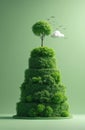 Eco-friendly illustration shows green tree growing on multi-layered structure. Image promotes sustainable future reducing CO2 Royalty Free Stock Photo