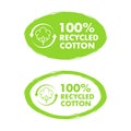 Eco-friendly labels for 100 recycled cotton, vector illustration for sustainable textile and environmental conservation Royalty Free Stock Photo