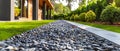 Eco-Friendly Landscaping: Permeable Driveway and Walkway for Effective Water Drainage. Concept Eco-friendly Landscaping, Permeable