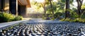 Eco-Friendly Landscaping Solution: Permeable Driveway Walkway for Efficient Water Drainage. Concept Royalty Free Stock Photo