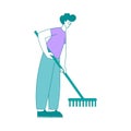 Eco-friendly Life with Man with Rake Save Planet Vector Illustration