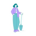 Eco-friendly Life with Woman with Shovel Save Planet Vector Illustration