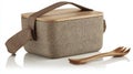 Stylish Bamboo & Fabric Lunch Box Royalty Free Stock Photo