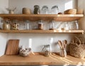 Eco-Friendly Minimalist Kitchen in Natural Light, Zero-Waste Living Royalty Free Stock Photo