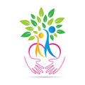 Eco friendly nature care hands love couple tree logo