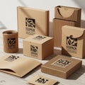 Eco-friendly packaging display featuring various cardboard boxes and envelopes Royalty Free Stock Photo