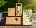 Eco-Friendly Packaging with Natural Leaf Designs Royalty Free Stock Photo