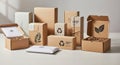 Eco-friendly packaging in various shapes and Royalty Free Stock Photo