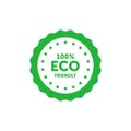 Eco friendly 100 percent green badge with wavy edge. Design element for packaging design and promotional material