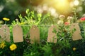 Eco-friendly Plant Tagging in Blooming Garden