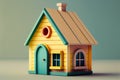 Eco friendly, plastic free toys for toddler. Stylish wooden toy house for child . AI Generated