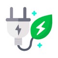 Eco-friendly power-cord clean energy icon with blue stars