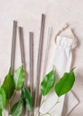 Eco-friendly reusable metal drinking straw. zero waste concept