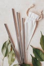 eco-friendly reusable metal drinking straw. zero waste concept