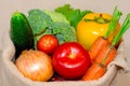 Eco friendly reusable shopping bag filled with vegetables