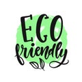 Eco friendly sign. Vector round vegan green logo