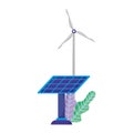 Eco friendly solar panel windmill renewable sustainable isolated icon