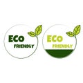 Eco friendly sticker, label, badge. Ecology icon. Stamp template for organic products with green leaves. Vector illustration Royalty Free Stock Photo