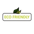 Eco friendly sticker, label, badge. Ecology icon. Stamp template for organic products with green leaves. Vector illustration Royalty Free Stock Photo