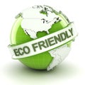 Eco friendly symbol with globe, 3d render Royalty Free Stock Photo