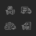 Eco-friendly taxi chalk white icons set on black background Royalty Free Stock Photo