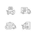 Eco-friendly taxi linear icons set Royalty Free Stock Photo