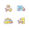 Eco-friendly taxi RGB color icons set Royalty Free Stock Photo