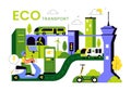 Eco Friendly Transportation Illustration featuring the Combination of Multiple Travel Modes for Efficiency in Urban Transport Royalty Free Stock Photo