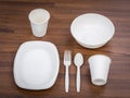 Eco friendly Unbleached plant fiber dishware set Royalty Free Stock Photo