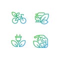 Eco friendly vehicle pixel perfect gradient linear vector icons set Royalty Free Stock Photo