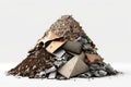 Eco-Friendly Waste Management: A High-Resolution Photo of Garbage Pile on White Background.