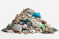 Eco-Friendly Waste Management: A High-Resolution Photo of Garbage Pile on White Background.