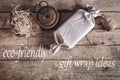 Eco-friendly way to wrap a gift for birthday or christmas, flatlay Royalty Free Stock Photo