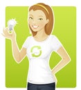 Eco-friendly woman hold a lamp