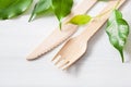 Eco-friendly wooden cutlery. plastic free concept