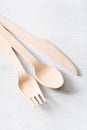 Eco friendly wooden cutlery. plastic free concept