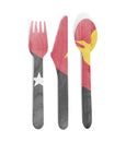 Eco friendly wooden cutlery - Plastic free concept - Flag of Papua New Guinea
