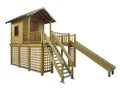 Eco friendly wooden modern playground isolated over white