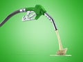 eco Fuel concept nozzle pump with hose 3d render on green background Royalty Free Stock Photo