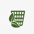 eco garbage icon. environmentally friendly waste symbol. leaf and trash can