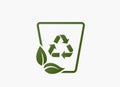 Eco garbage line icon. recycling, eco friendly and environmental management symbol. trash can with recycle sign