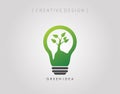 Eco Green Bulb alternative nature energy technology, simple modern professional logo icon template Royalty Free Stock Photo