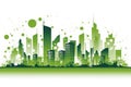 Eco green city. Urban ecology concept background with skyscraper cityscape. Friendly environment landscape. Created with