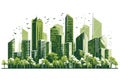 Eco green city. Urban ecology concept background with skyscraper cityscape. Friendly environment landscape. Created with