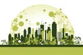 Eco green city. Urban ecology concept background with skyscraper cityscape. Friendly environment landscape. Created with