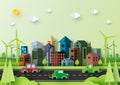 Eco green city and urban nature landscape environment concept.