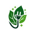 Eco green electric plug icon. Vector illustration Royalty Free Stock Photo