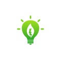 Eco green energy icon sign isolated on bulb shape